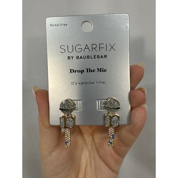 Sugarfix Baublebar Drop The Mic Earrings Sparkly Multi-Tone NWT - Picture 1 of 6